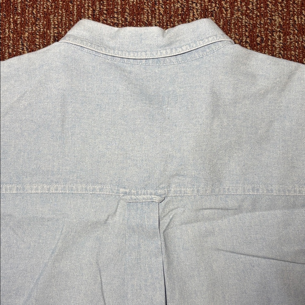 Vintage Chaps Ralph Lauren men’s short sleeve light wash denim Button-Down Shirt - Picture 12 of 12